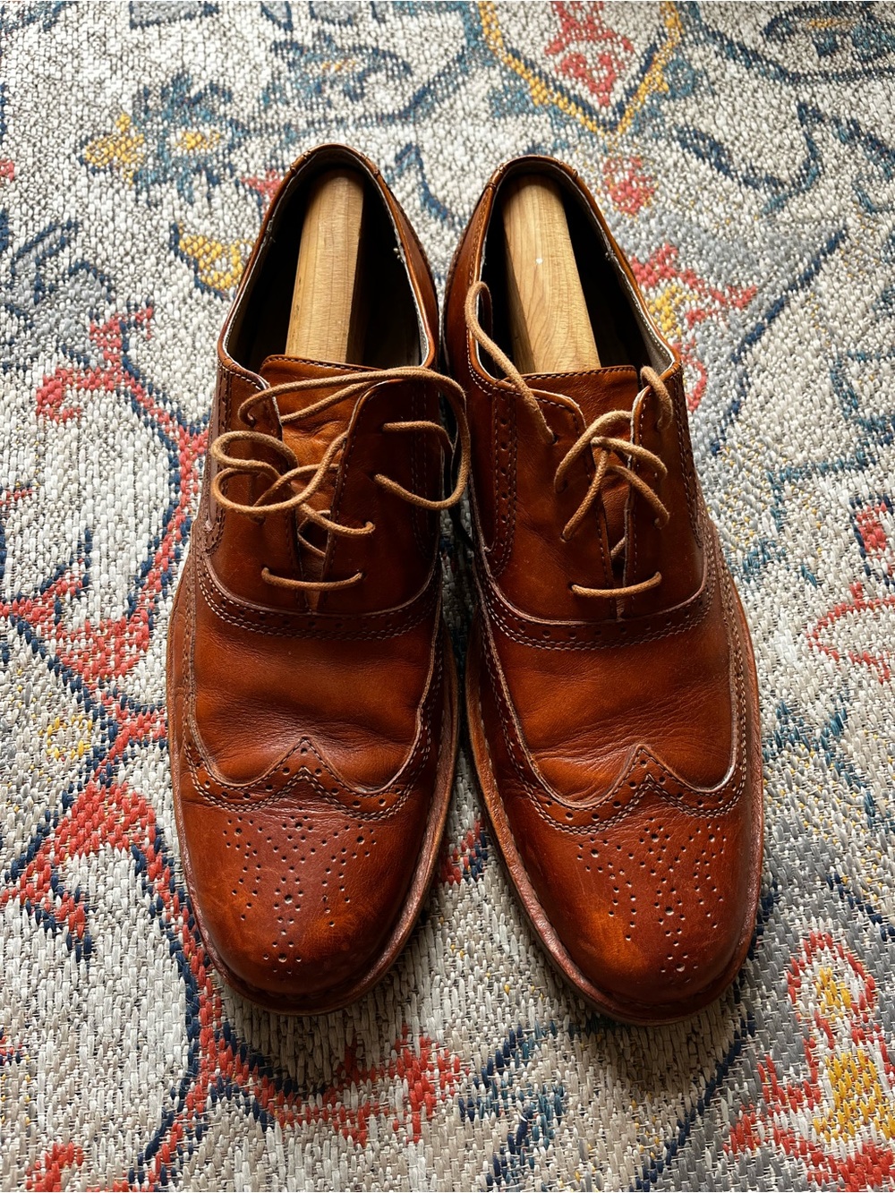 Men's Classic Leather Wingtip Oxfords in Brown 10.5